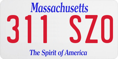 MA license plate 311SZ0