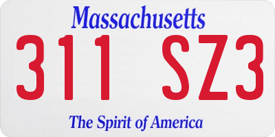 MA license plate 311SZ3