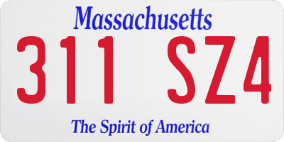 MA license plate 311SZ4