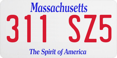 MA license plate 311SZ5