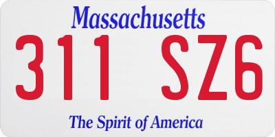 MA license plate 311SZ6