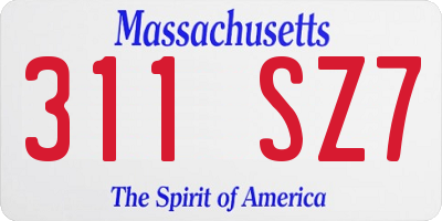 MA license plate 311SZ7