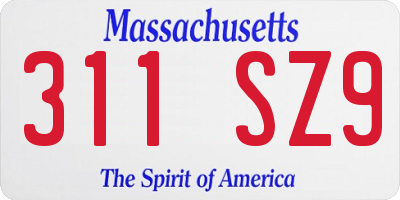 MA license plate 311SZ9