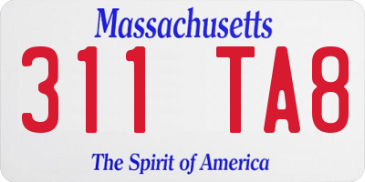 MA license plate 311TA8