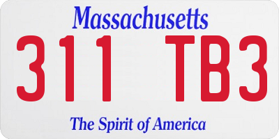 MA license plate 311TB3