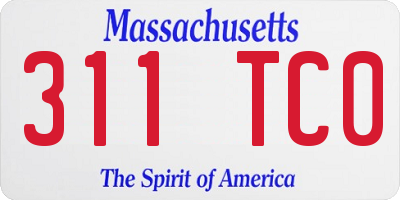 MA license plate 311TC0