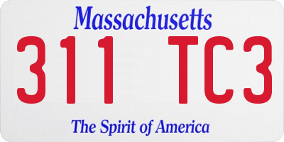 MA license plate 311TC3