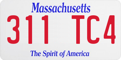MA license plate 311TC4