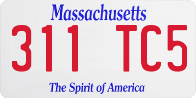 MA license plate 311TC5