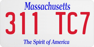 MA license plate 311TC7