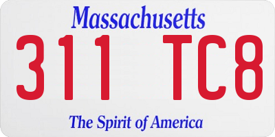 MA license plate 311TC8