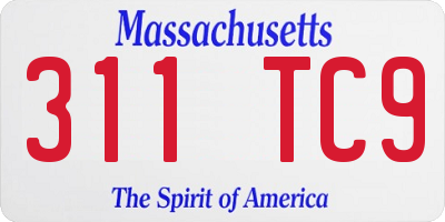 MA license plate 311TC9