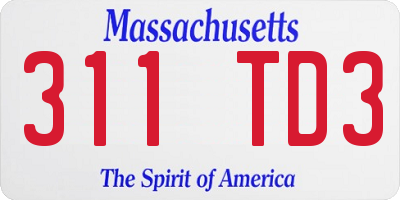 MA license plate 311TD3