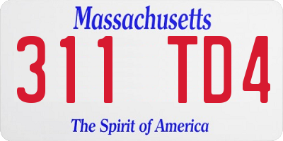 MA license plate 311TD4