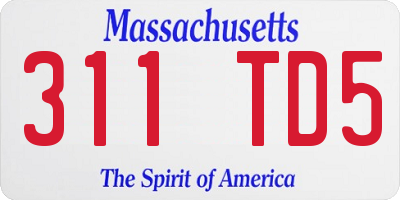 MA license plate 311TD5