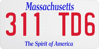 MA license plate 311TD6