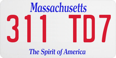 MA license plate 311TD7