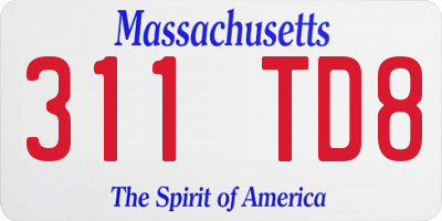 MA license plate 311TD8