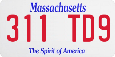 MA license plate 311TD9