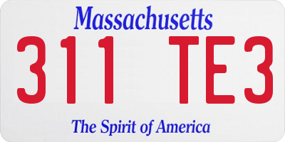 MA license plate 311TE3