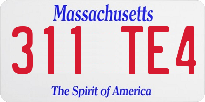 MA license plate 311TE4