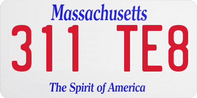 MA license plate 311TE8