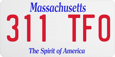 MA license plate 311TF0