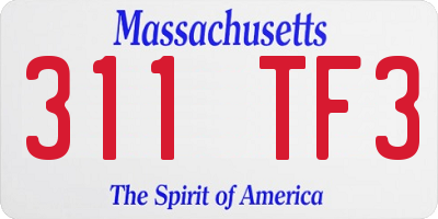 MA license plate 311TF3