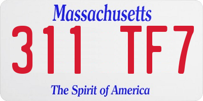 MA license plate 311TF7