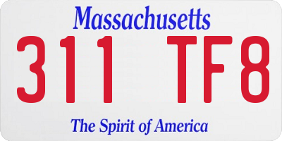 MA license plate 311TF8