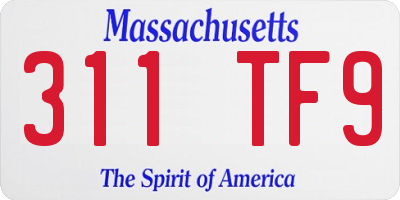 MA license plate 311TF9