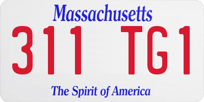MA license plate 311TG1