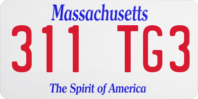 MA license plate 311TG3