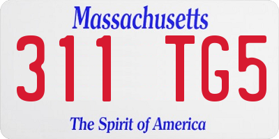 MA license plate 311TG5