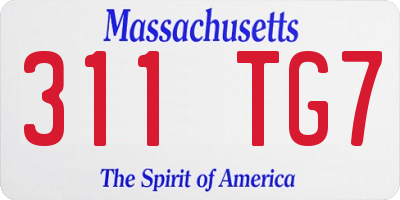 MA license plate 311TG7