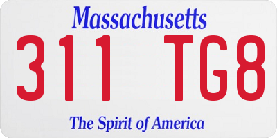 MA license plate 311TG8