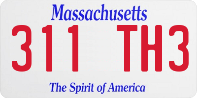 MA license plate 311TH3