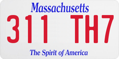 MA license plate 311TH7
