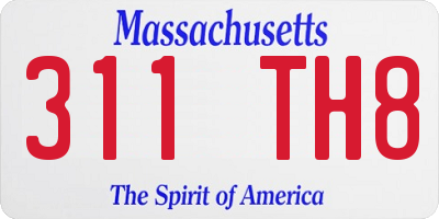 MA license plate 311TH8