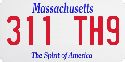 MA license plate 311TH9