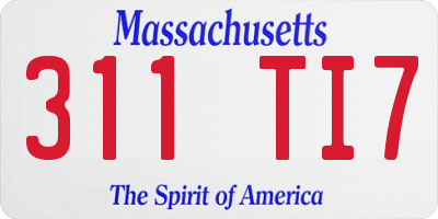 MA license plate 311TI7
