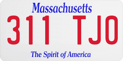 MA license plate 311TJ0