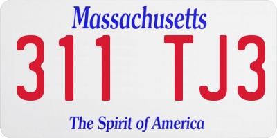 MA license plate 311TJ3