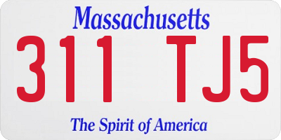 MA license plate 311TJ5
