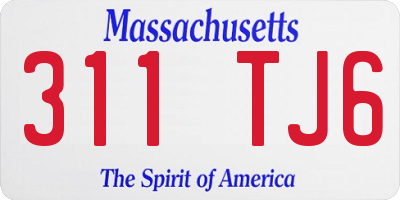 MA license plate 311TJ6