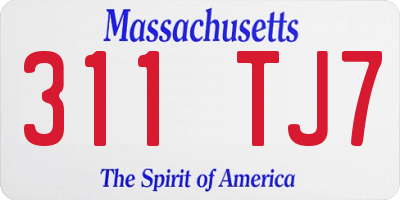 MA license plate 311TJ7