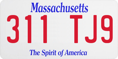 MA license plate 311TJ9