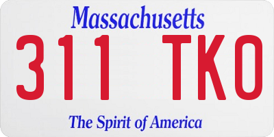 MA license plate 311TK0