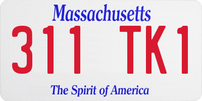 MA license plate 311TK1