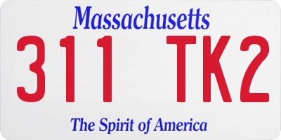 MA license plate 311TK2